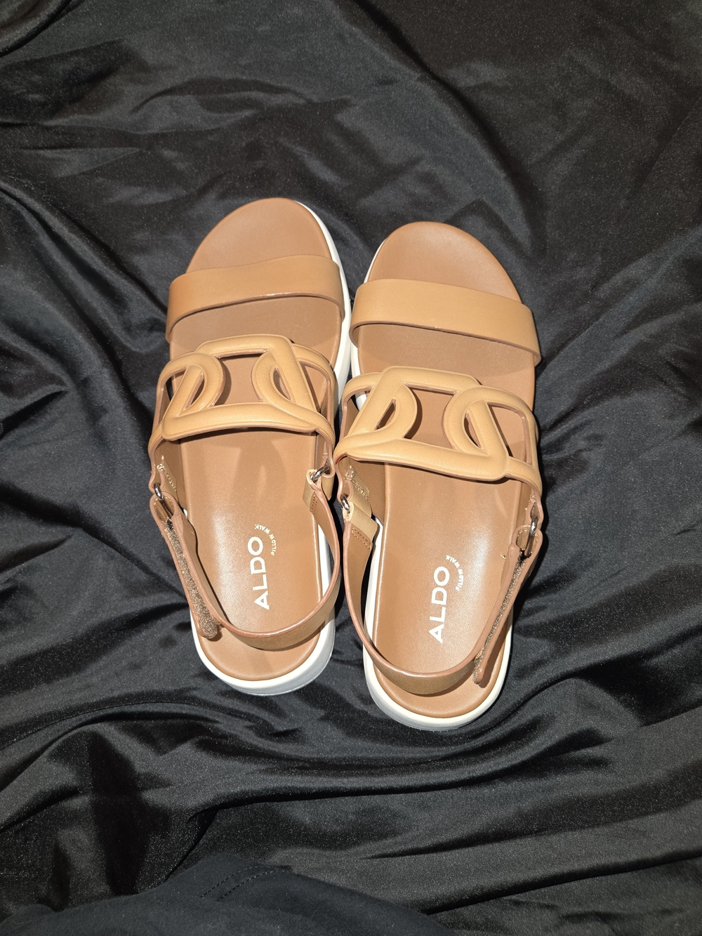 ALDO Tan Slingback Sandals with Decorative Cutout Straps